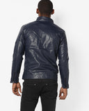 Biker Jacket - Men Real Lambskin Motorcycle Leather Biker Jacket KM683 - Koza Leathers