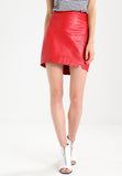 Knee Length Skirt - Women Real Lambskin Leather Mini Skirt WS114 - Koza Leathers