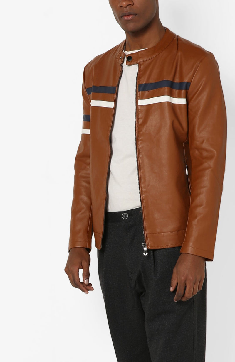 Biker Jacket - Men Real Lambskin Motorcycle Leather Biker Jacket KM684 - Koza Leathers