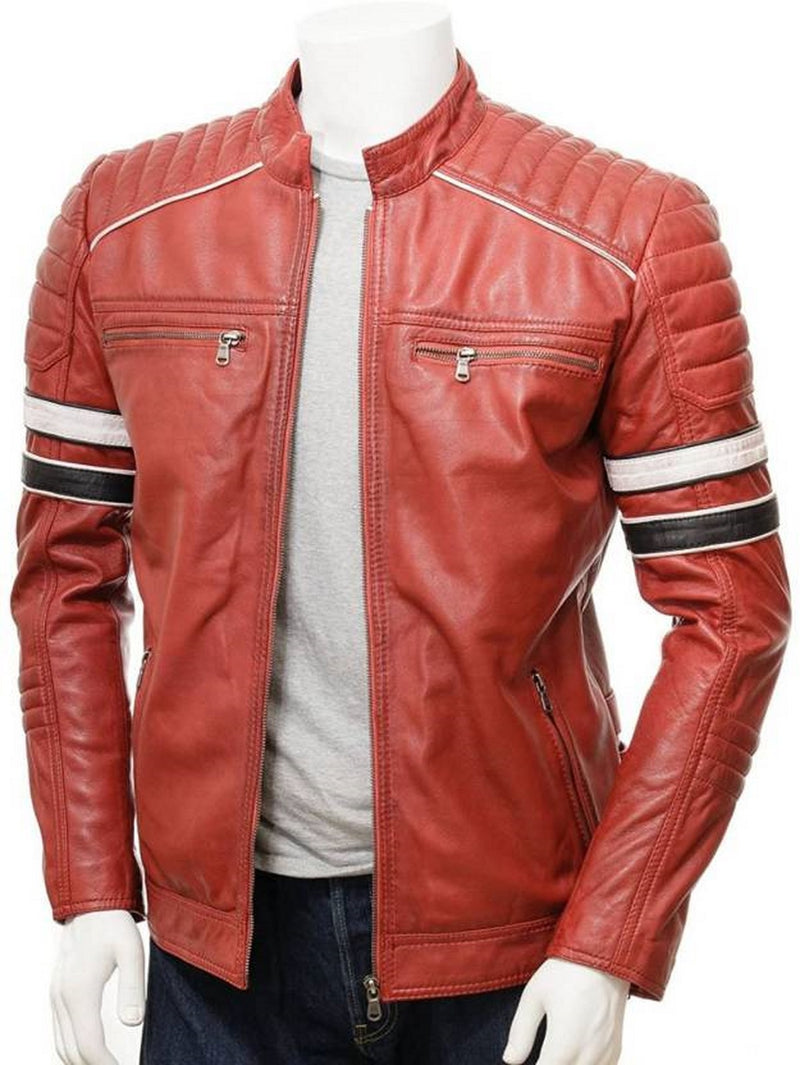 Biker Jacket - Men Real Lambskin Motorcycle Leather Biker Jacket KM464 - Koza Leathers