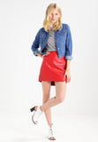 Knee Length Skirt - Women Real Lambskin Leather Mini Skirt WS114 - Koza Leathers