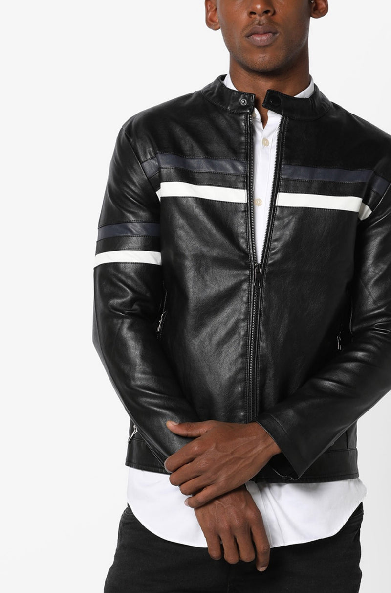 Biker Jacket - Men Real Lambskin Motorcycle Leather Biker Jacket KM685 - Koza Leathers