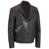 Biker Jacket - Men Real Lambskin Motorcycle Leather Biker Jacket KM198 - Koza Leathers