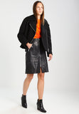 Knee Length Skirt - Women Real Lambskin Leather Above Knee Skirt WS115 - Koza Leathers