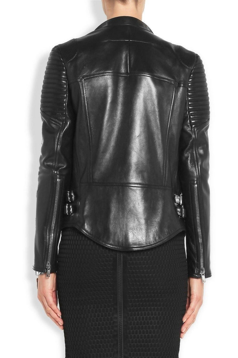 Biker / Motorcycle Jacket - Women Real Lambskin Leather Biker Jacket KW061 - Koza Leathers