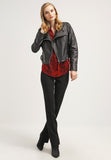 Biker / Motorcycle Jacket - Women Real Lambskin Leather Biker Jacket KW062 - Koza Leathers