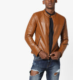 Biker Jacket - Men Real Lambskin Motorcycle Leather Biker Jacket KM686 - Koza Leathers