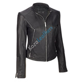 Biker / Motorcycle Jacket - Women Real Lambskin Leather Biker Jacket KW167 - Koza Leathers