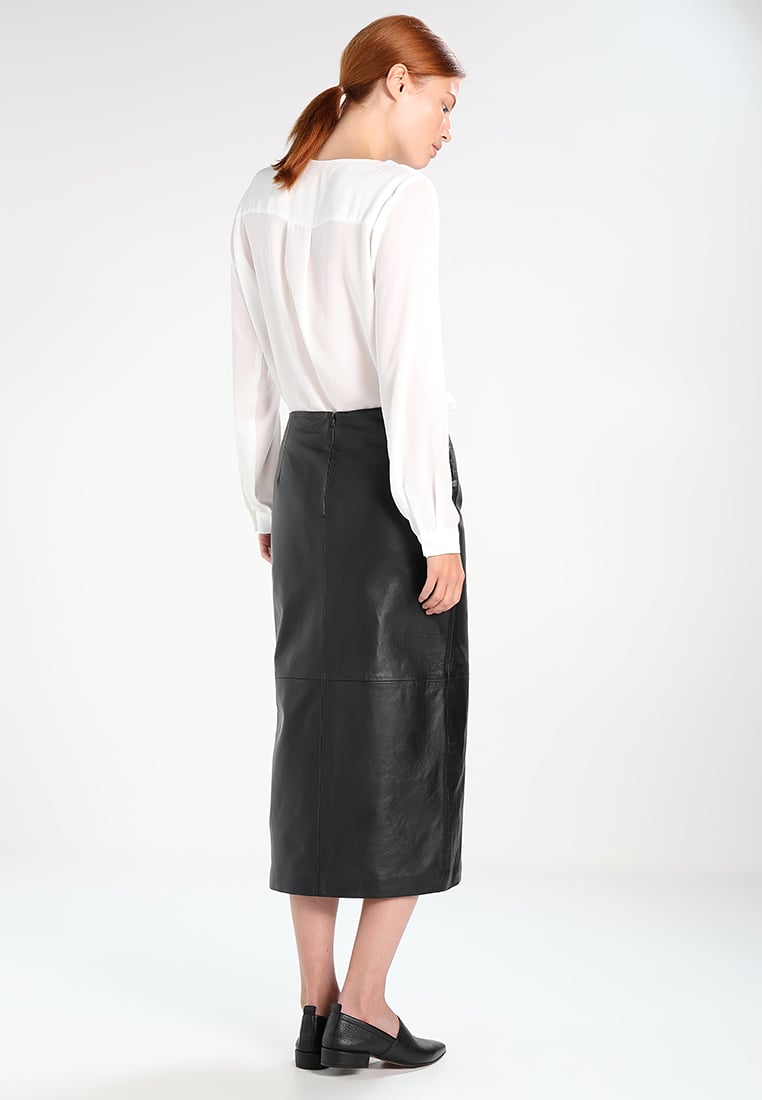 Knee Length Skirt - Women Real Lambskin Leather Below Knee Skirt WS113 - Koza Leathers