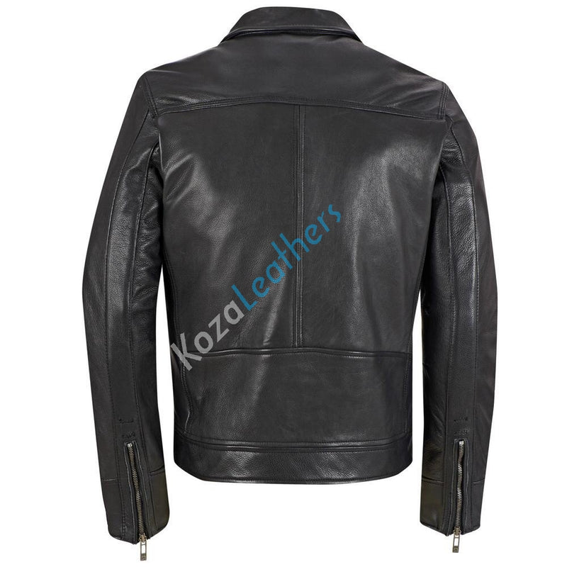 Biker Jacket - Men Real Lambskin Motorcycle Leather Biker Jacket KM199 - Koza Leathers