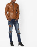 Biker Jacket - Men Real Lambskin Motorcycle Leather Biker Jacket KM686 - Koza Leathers