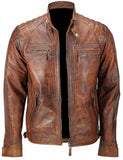 Koza Leathers Men's Genuine Lambskin Leather Vintage Bomber Jacket VJ003