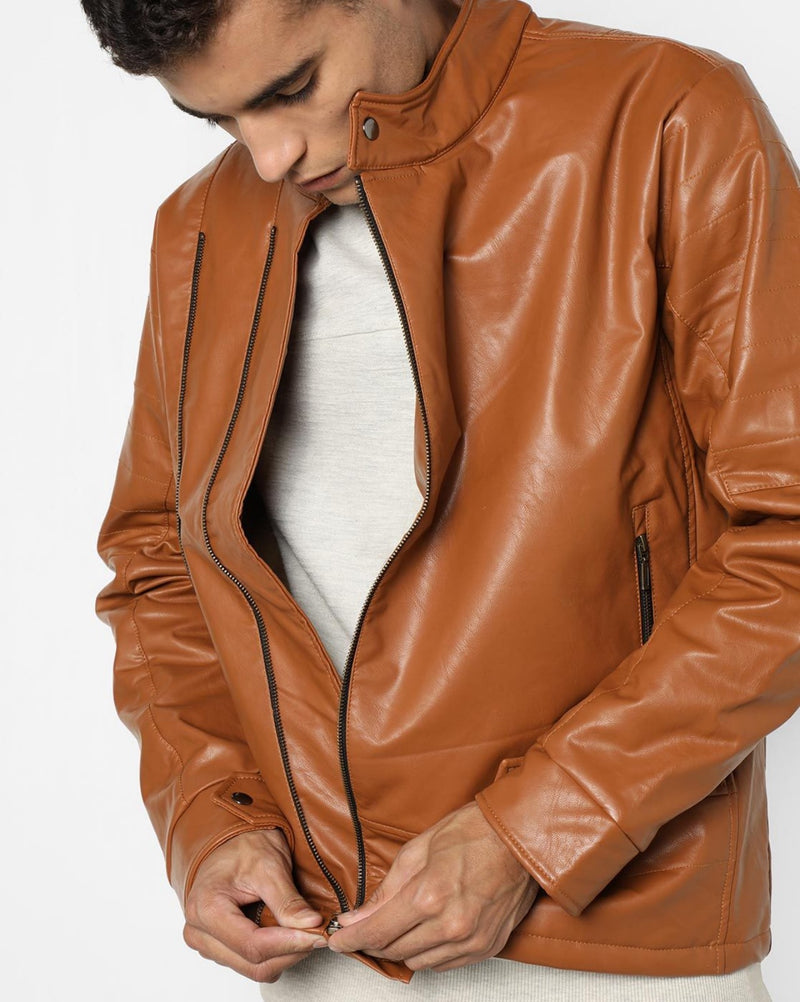 Biker Jacket - Men Real Lambskin Motorcycle Leather Biker Jacket KM605 - Koza Leathers