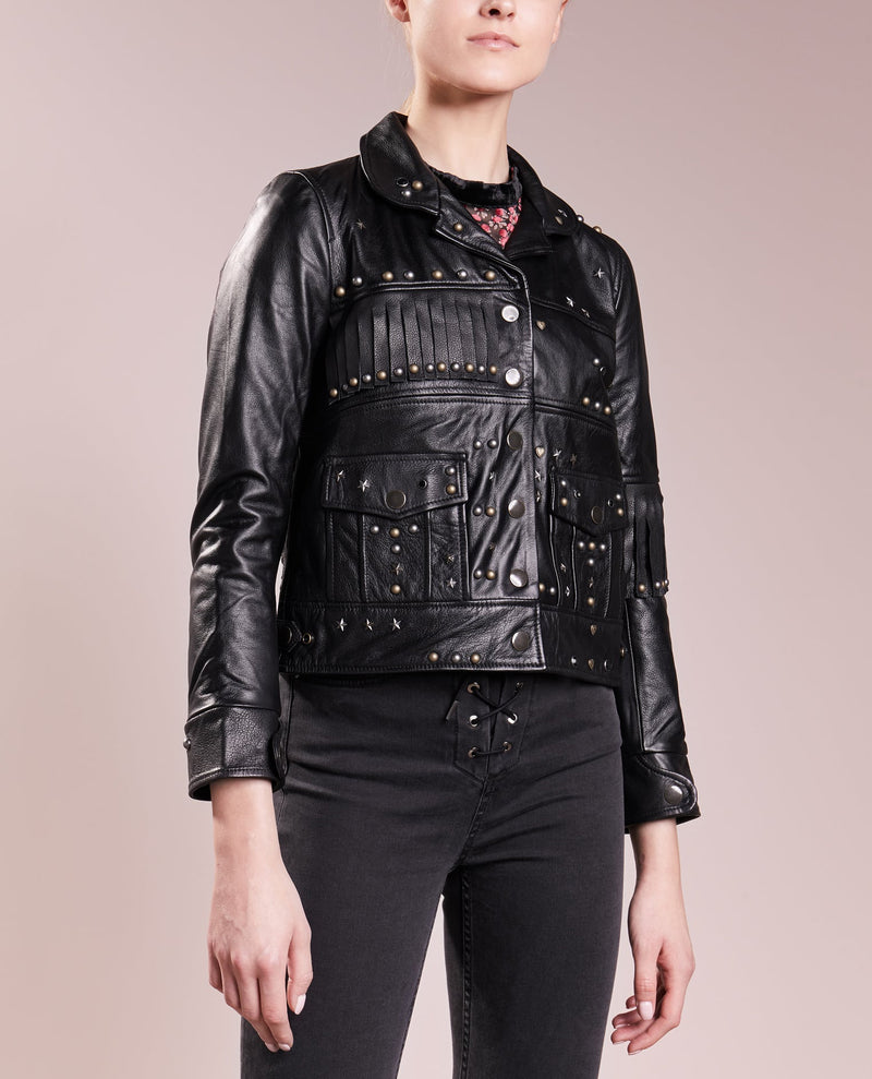 Biker / Motorcycle Jacket - Women Real Lambskin Leather Biker Jacket KW193 - Koza Leathers