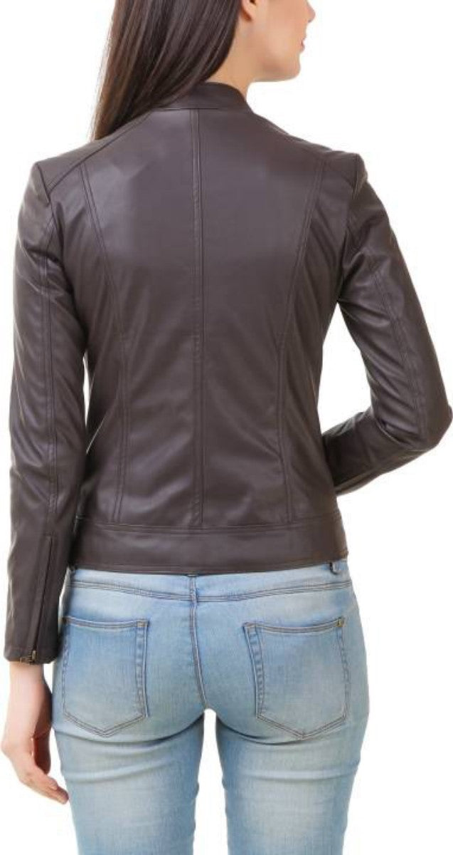 Biker / Motorcycle Jacket - Women Real Lambskin Leather Biker Jacket KW382 - Koza Leathers