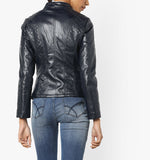 Biker / Motorcycle Jacket - Women Real Lambskin Leather Biker Jacket KW561 - Koza Leathers