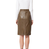 Knee Length Skirt - Women Real Lambskin Leather Knee Length Skirt WS143 - Koza Leathers