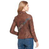 Biker / Motorcycle Jacket - Women Real Lambskin Leather Biker Jacket KW101 - Koza Leathers