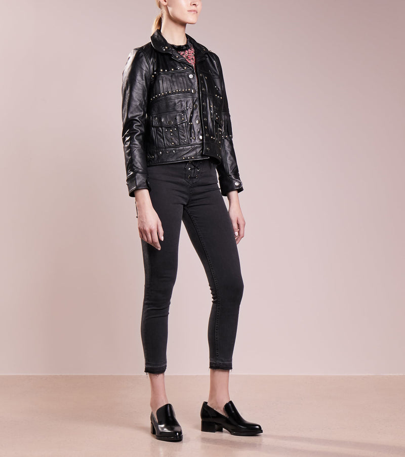 Biker / Motorcycle Jacket - Women Real Lambskin Leather Biker Jacket KW193 - Koza Leathers