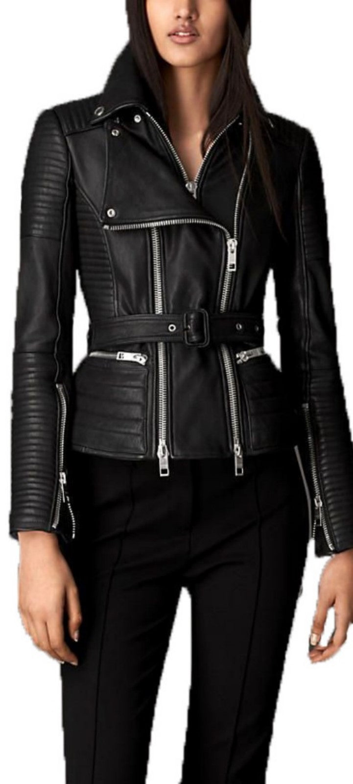 Biker / Motorcycle Jacket - Women Real Lambskin Leather Biker Jacket KW516 - Koza Leathers