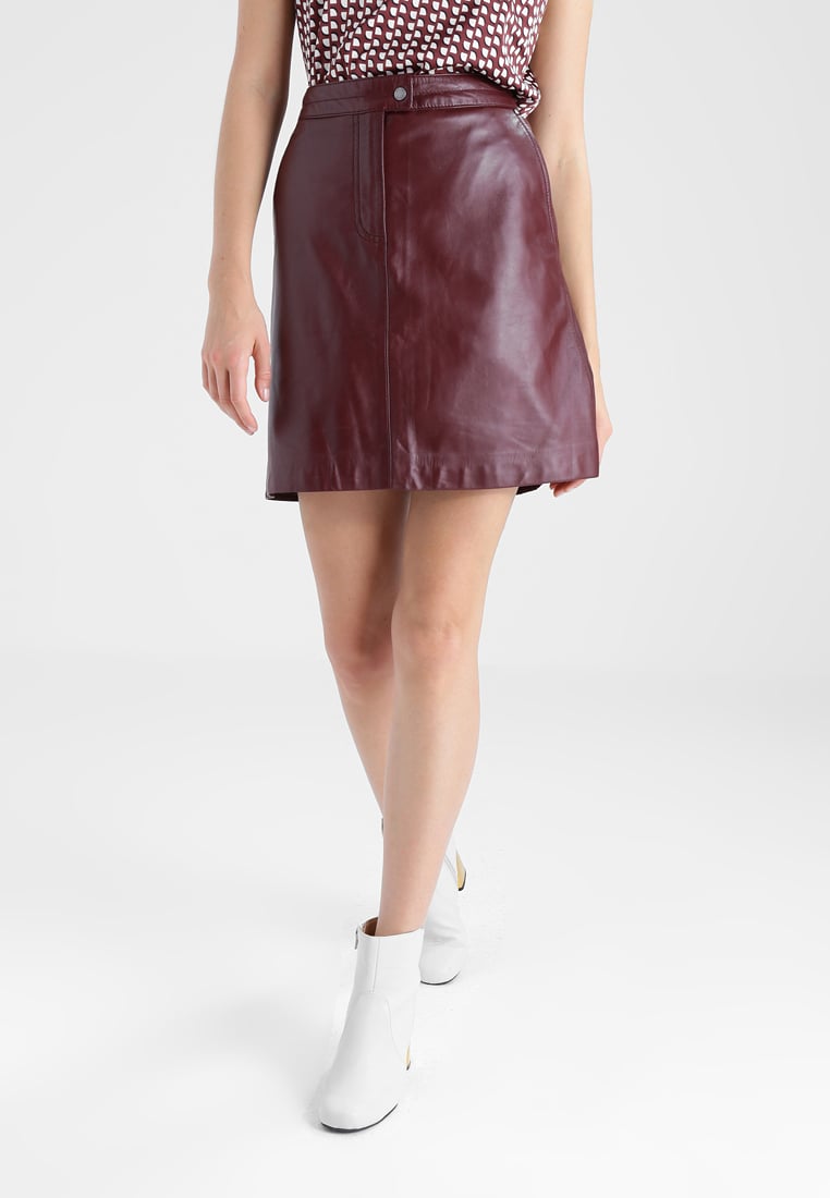 Knee Length Skirt - Women Real Lambskin Leather Mini Skirt WS116 - Koza Leathers