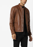 Biker Jacket - Men Real Lambskin Motorcycle Leather Biker Jacket KM687 - Koza Leathers