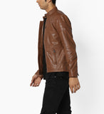 Biker Jacket - Men Real Lambskin Motorcycle Leather Biker Jacket KM687 - Koza Leathers