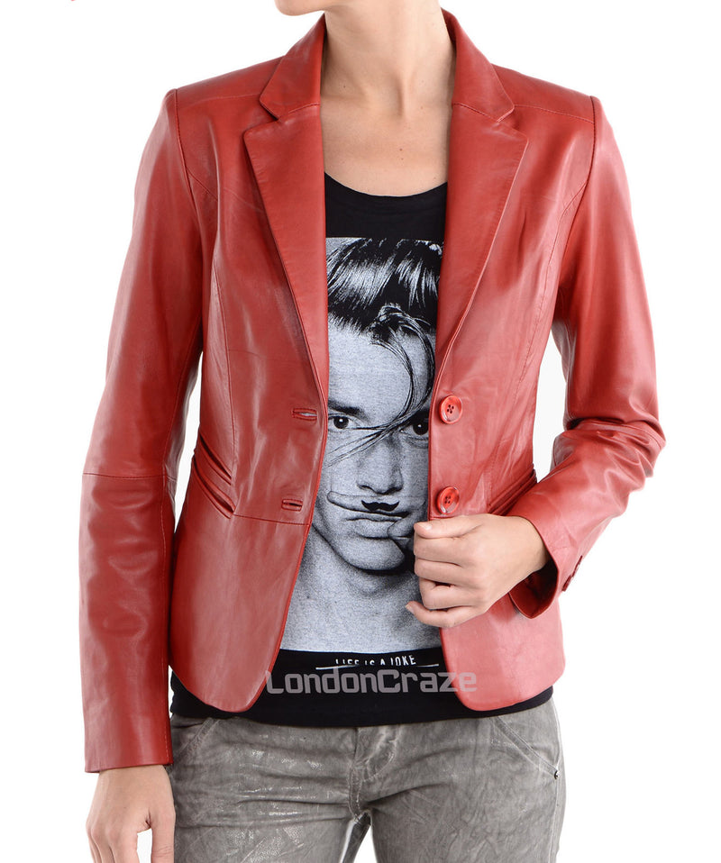 Koza Leathers Women's Real Lambskin Leather Blazer BW007