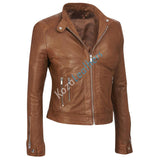 Biker / Motorcycle Jacket - Women Real Lambskin Leather Biker Jacket KW178 - Koza Leathers