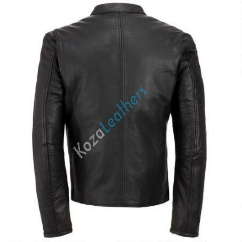 Biker Jacket - Men Real Lambskin Motorcycle Leather Biker Jacket KM201 - Koza Leathers