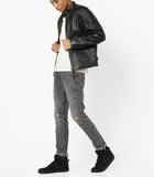 Biker Jacket - Men Real Lambskin Motorcycle Leather Biker Jacket KM688 - Koza Leathers
