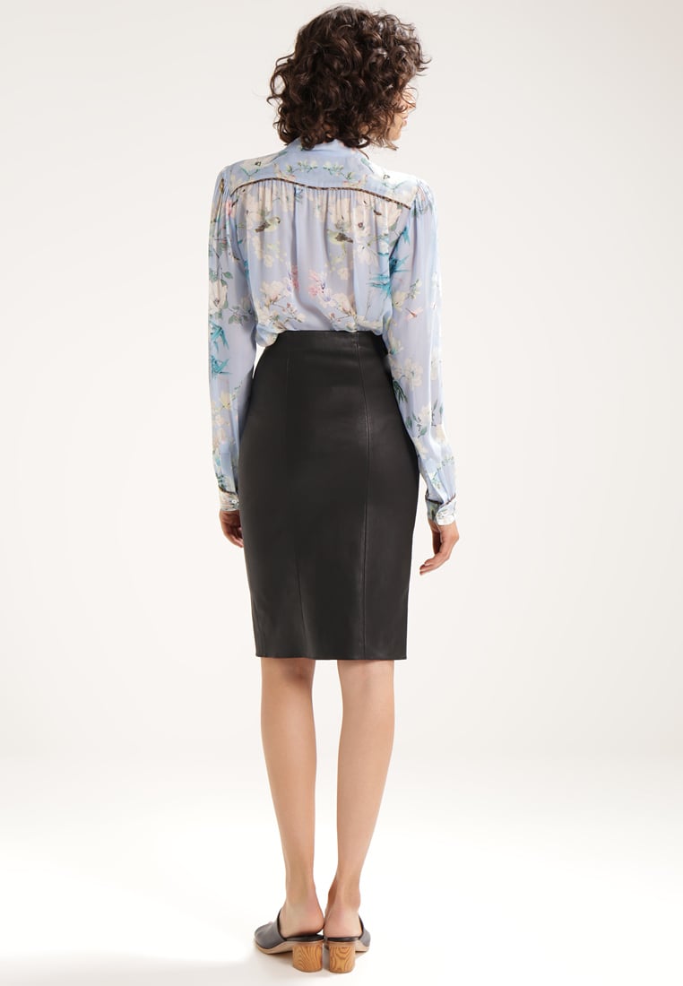 Knee Length Skirt - Women Real Lambskin Leather Knee Length Skirt WS117 - Koza Leathers