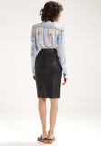 Knee Length Skirt - Women Real Lambskin Leather Knee Length Skirt WS117 - Koza Leathers