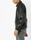 Biker Jacket - Men Real Lambskin Motorcycle Leather Biker Jacket KM688 - Koza Leathers