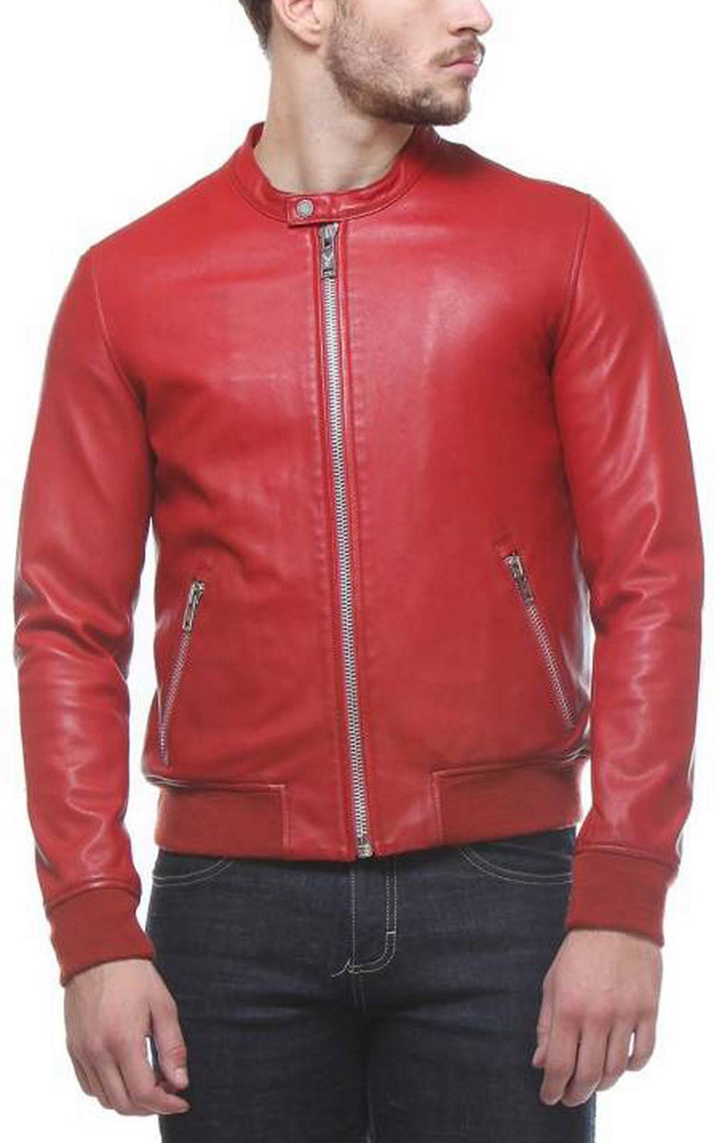 Biker Jacket - Men Real Lambskin Motorcycle Leather Biker Jacket KM469 - Koza Leathers