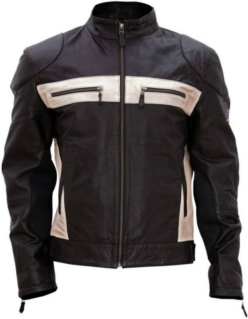 Biker Jacket - Men Real Lambskin Motorcycle Leather Biker Jacket KM470 - Koza Leathers