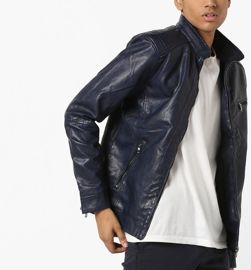 Biker Jacket - Men Real Lambskin Motorcycle Leather Biker Jacket KM690 - Koza Leathers