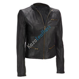 Koza Leathers Women's Real Lambskin Leather Bomber Jacket KW168