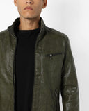 Biker Jacket - Men Real Lambskin Motorcycle Leather Biker Jacket KM691 - Koza Leathers