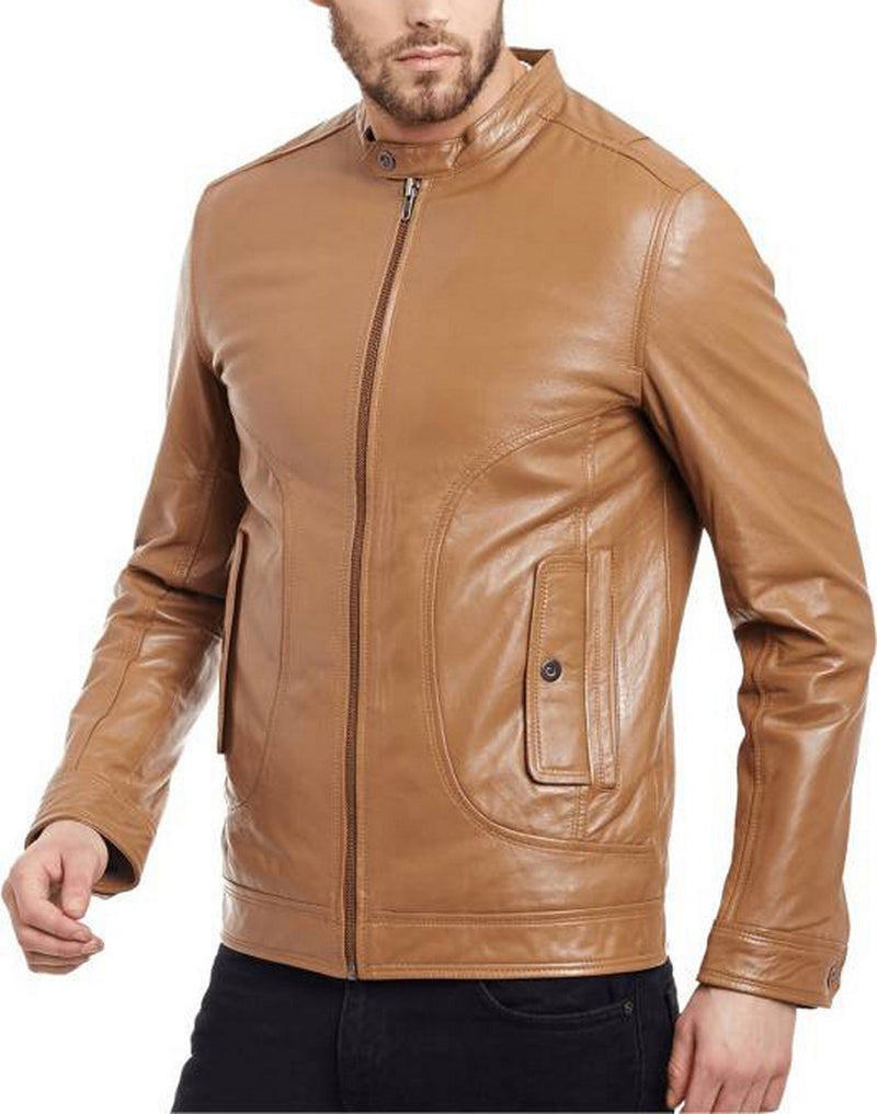 Biker Jacket - Men Real Lambskin Motorcycle Leather Biker Jacket KM472 - Koza Leathers