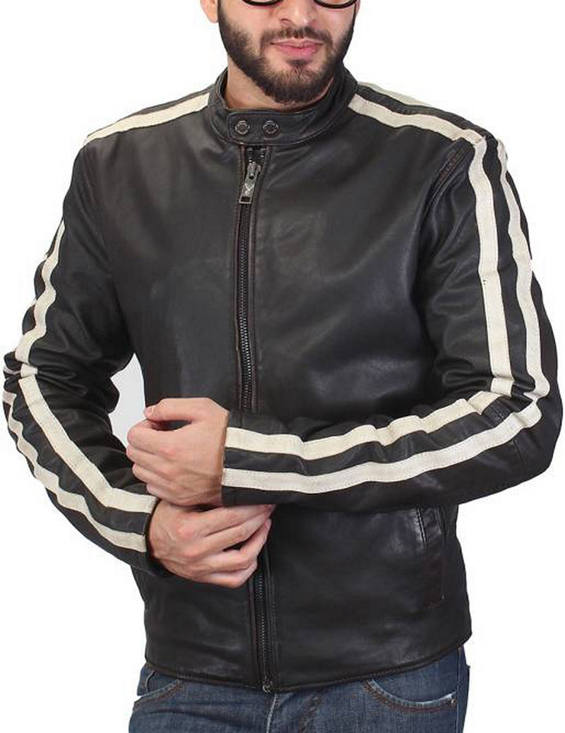 Biker Jacket - Men Real Lambskin Motorcycle Leather Biker Jacket KM473 - Koza Leathers