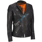 Koza Leathers Women's Real Lambskin Leather Bomber Jacket KW180