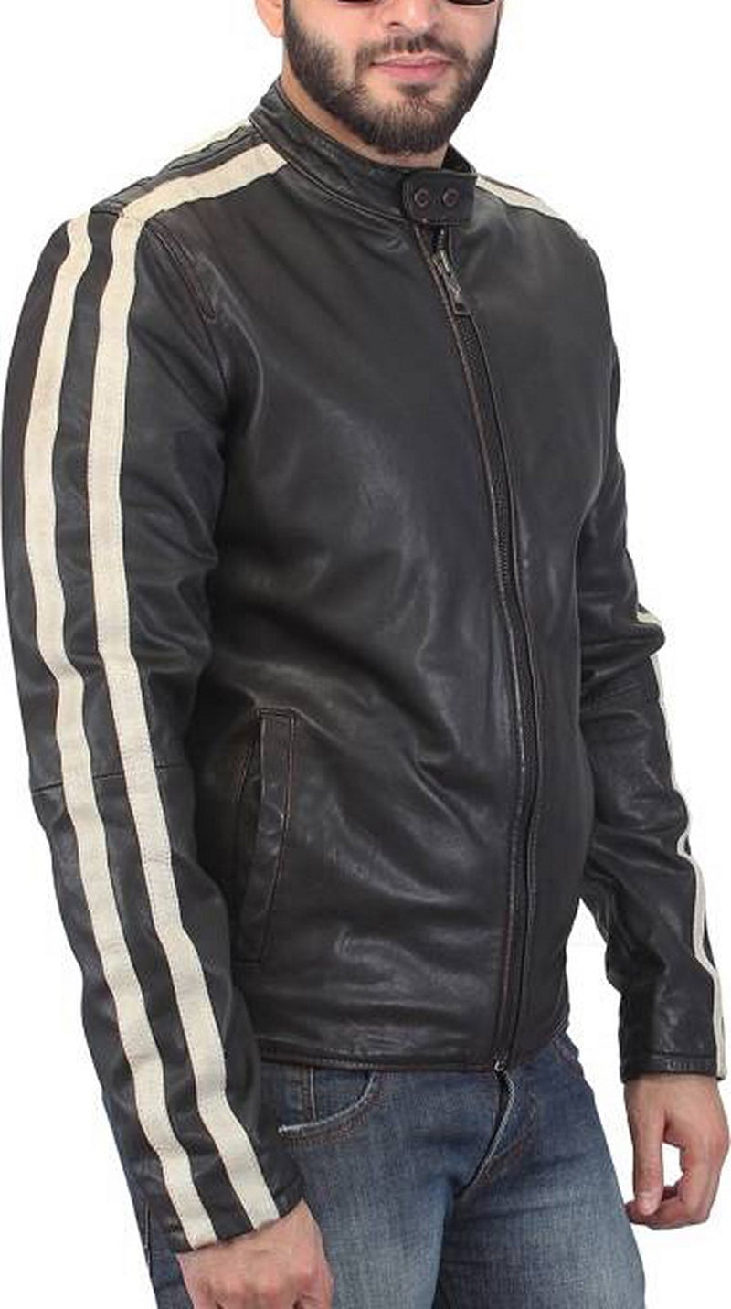 Biker Jacket - Men Real Lambskin Motorcycle Leather Biker Jacket KM473 - Koza Leathers