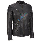 Biker / Motorcycle Jacket - Women Real Lambskin Leather Biker Jacket KW180 - Koza Leathers