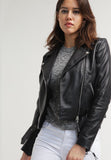 Biker / Motorcycle Jacket - Women Real Lambskin Leather Biker Jacket KW067 - Koza Leathers