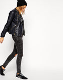 Biker / Motorcycle Jacket - Women Real Lambskin Leather Biker Jacket KW068 - Koza Leathers