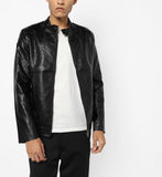 Men Real Lambskin Motorcycle Leather Biker Jacket KM693