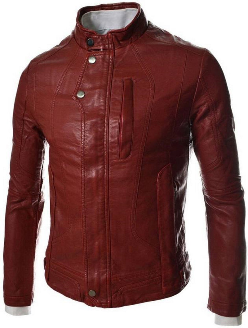 Biker Jacket - Men Real Lambskin Motorcycle Leather Biker Jacket KM475 - Koza Leathers