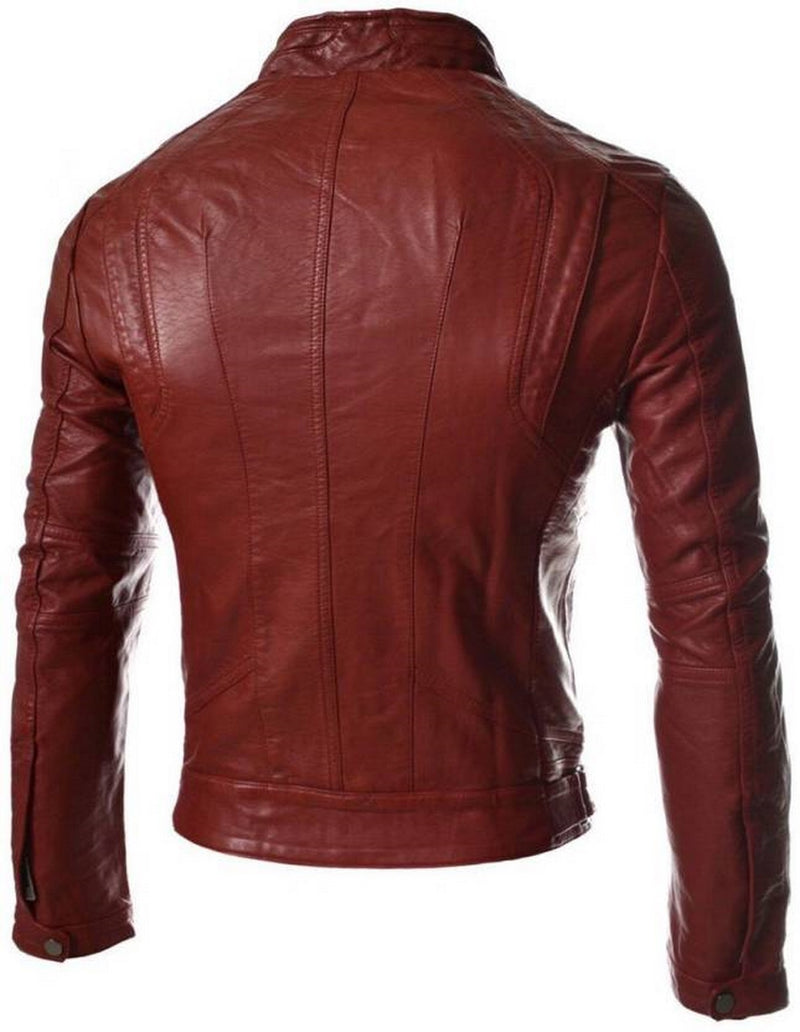Biker Jacket - Men Real Lambskin Motorcycle Leather Biker Jacket KM475 - Koza Leathers
