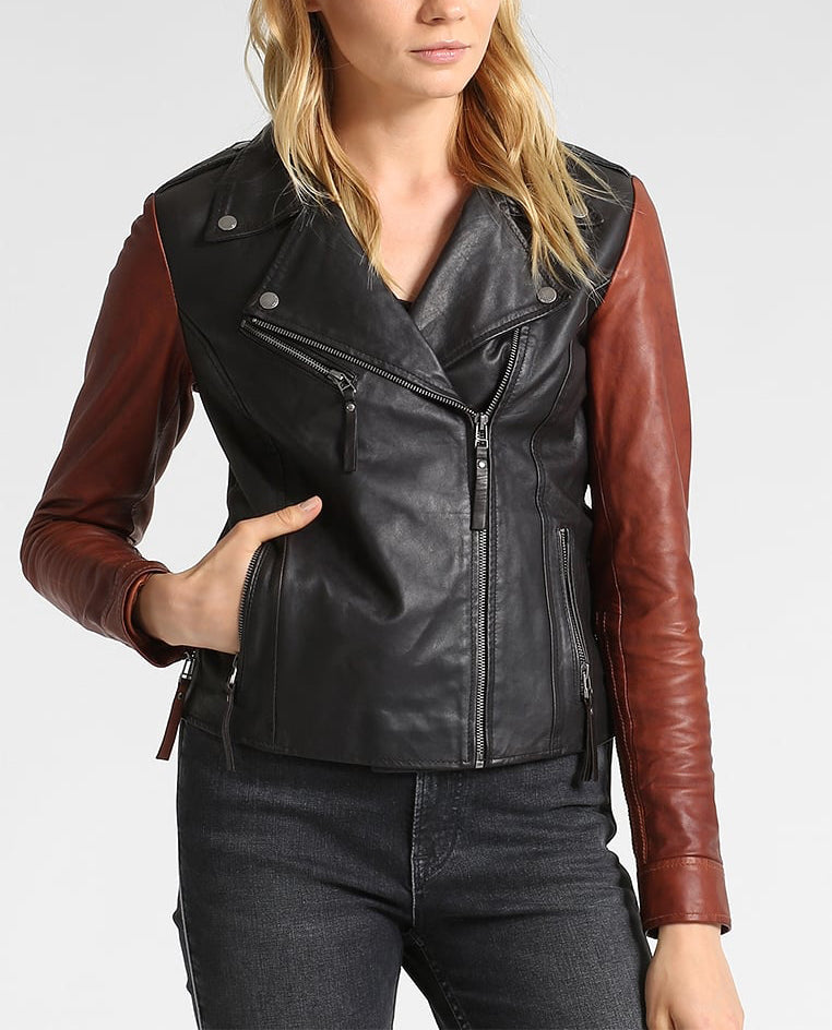 Biker / Motorcycle Jacket - Women Real Lambskin Leather Biker Jacket KW278 - Koza Leathers